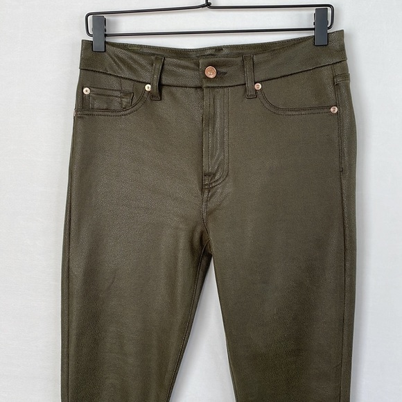 7 For All Mankind Faux Leather Pants Olive Sz 29 - Picture 2 of 15